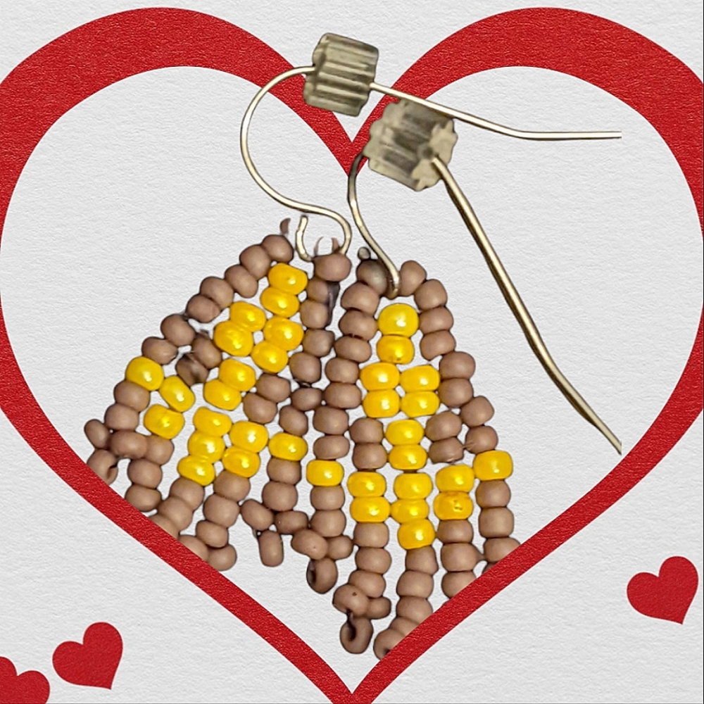 ❤️ Home Made with Love Beaded Dangle Earrings